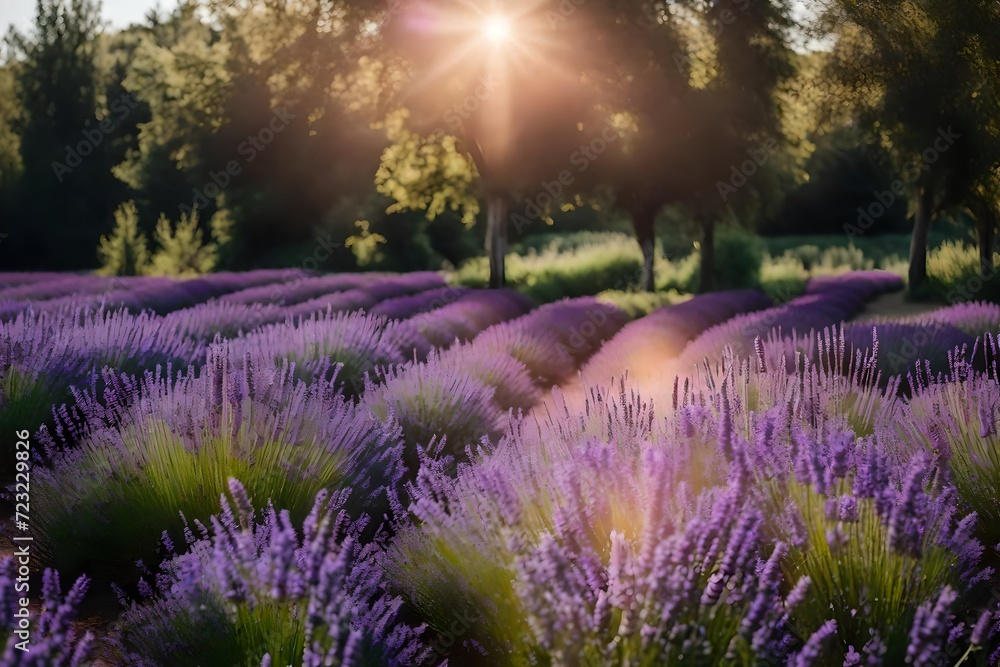 Obraz premium lavender field at sunset