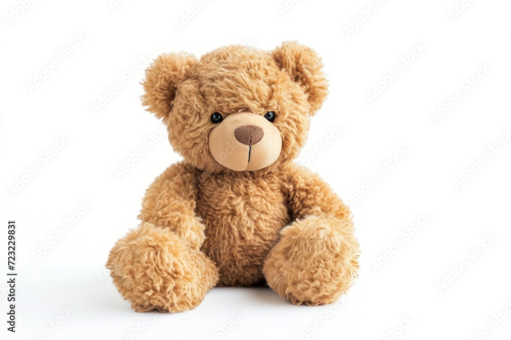 Adorable teddy bear alone on white background