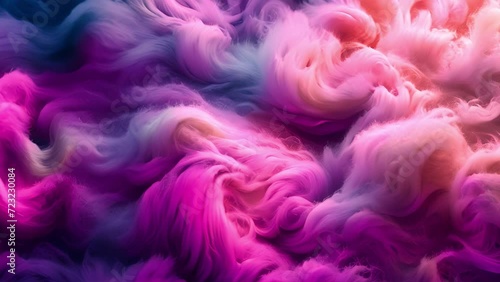 Purple pink soft plush fur background texture. Delicate soft background of plush fabric folds. Copy space.mp4. loose folds on the fabric of faux fur of lilac color. Neon colors moving photo