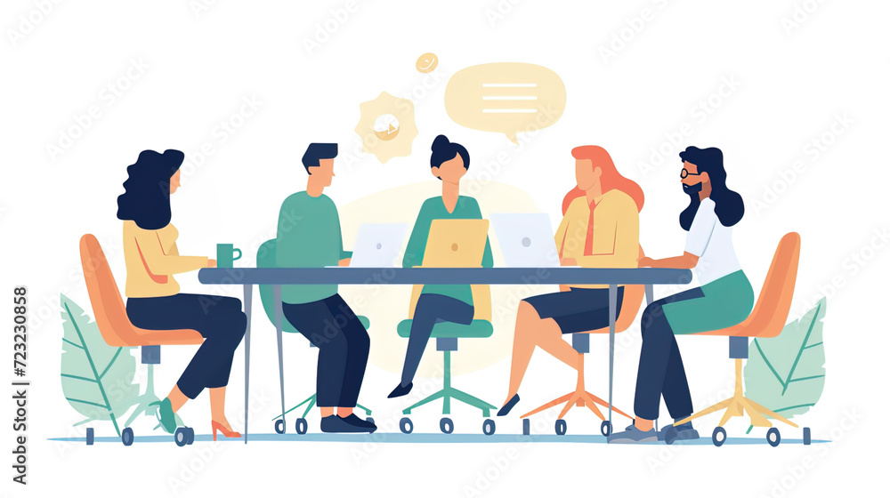 Flat Design of a person/people working remotely Flat Design of a person/people working remotely