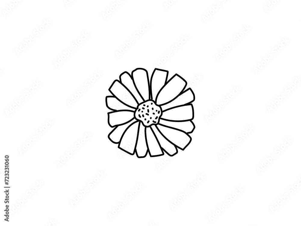 Obraz premium Linear flower in doodle style sign