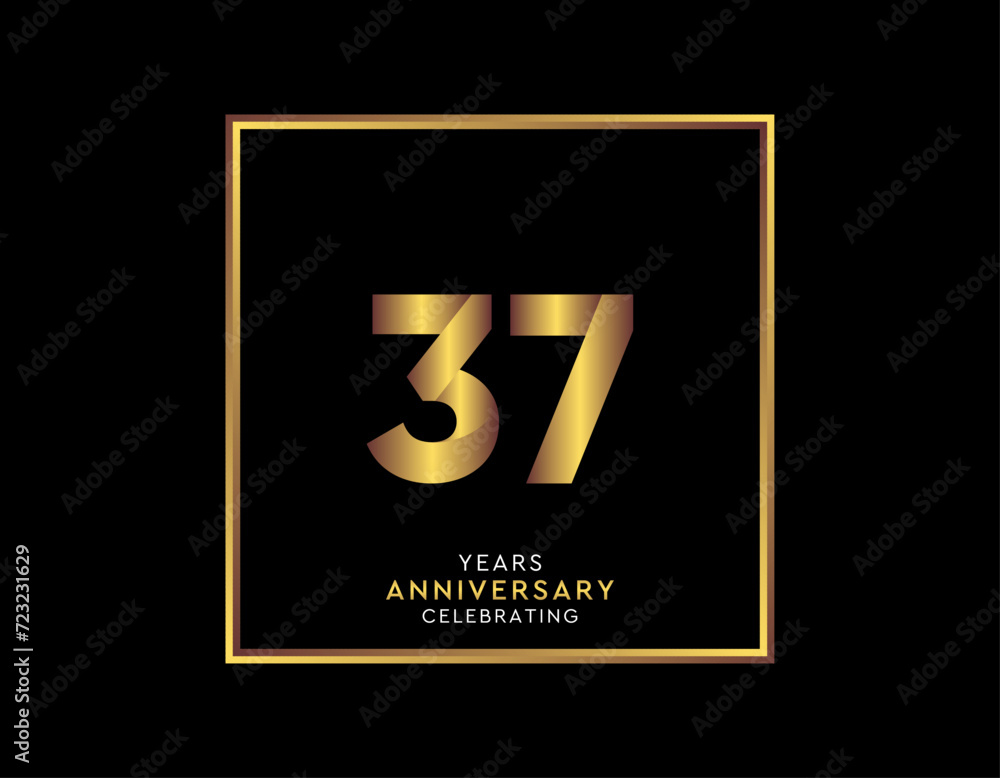 37 Year Anniversary With Gold Color Square 37 Year Anniversary With Gold Color Square