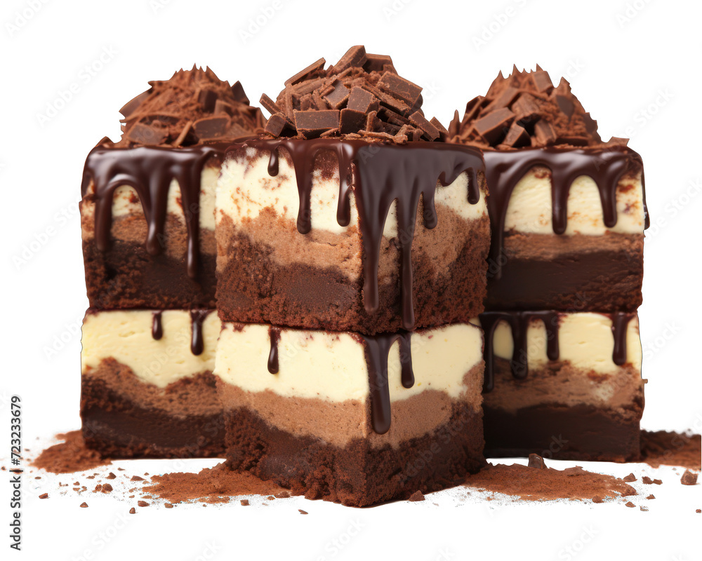 piece of triple chocolate cheesecake isolated on white piece of triple chocolate cheesecake isolated on white