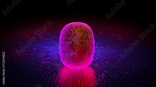 digital fingerprint as a neon hologram. cybersecurity concept. Internet safety. digitalisation photo