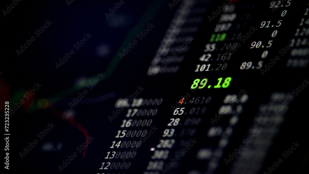 Cryptocurrency market trading platform on the computer monitor, prices rising and falling, close up shot. Crypto charts, business and finance concepts. Cryptocurrency market trading platform on the computer monitor, prices rising and falling, close up shot. Crypto charts, business and finance concepts.