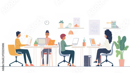 Flat Design of a person people working remotely