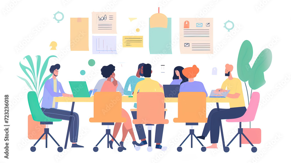 Flat Design of a person/people working remotely Flat Design of a person/people working remotely