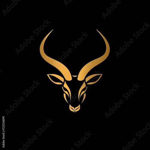 wild antelope head logo minimalistic vector style 