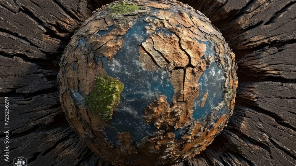 Planet earth made of ground with cracks. View from space to earth. Global warming problem Planet earth made of ground with cracks. View from space to earth. Global warming problem