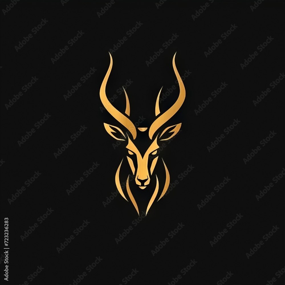wild antelope head design logo with a minimalistic and vector-style aesthetic
