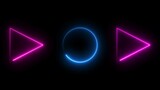 abstract glowing blue neon triangle and circle illustration background .