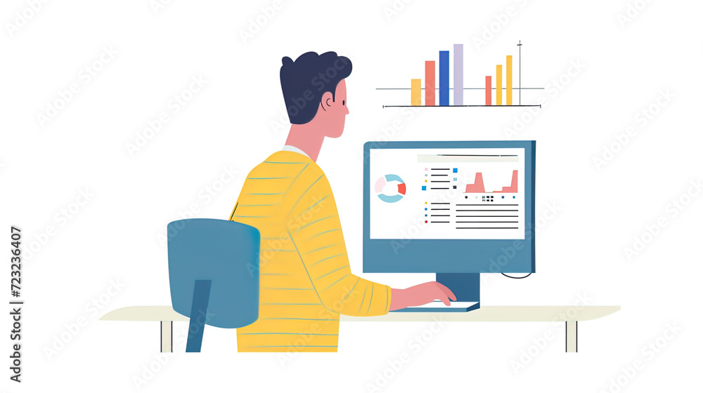 Flat Design of a person/people working remotely Flat Design of a person/people working remotely