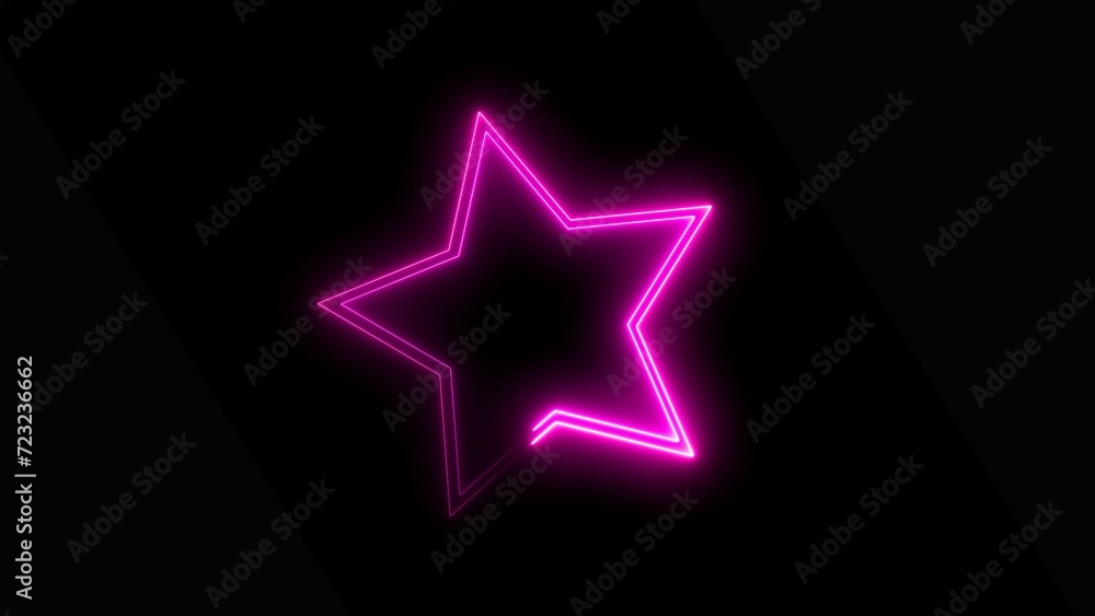 Neon light star frame purple color rotation loading background 4k illustration. Neon light star frame purple color rotation loading background 4k illustration.