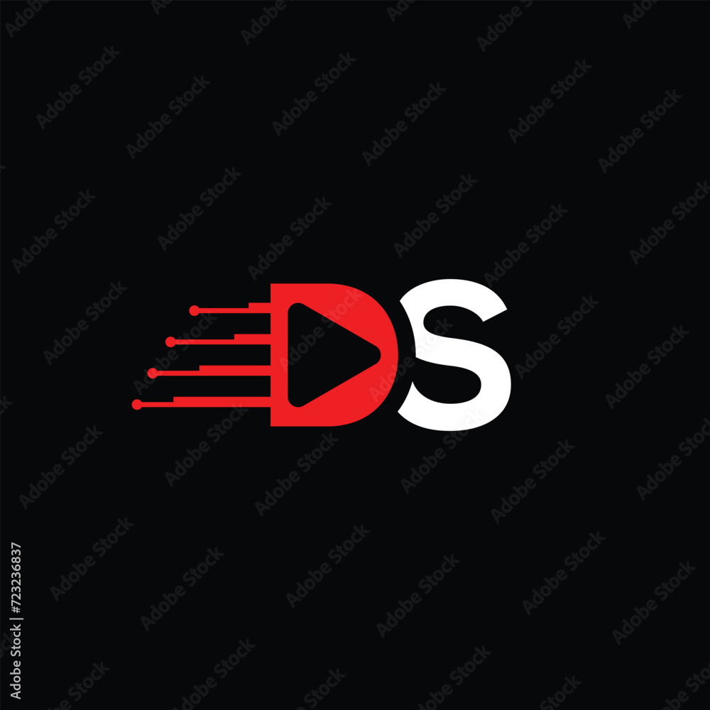 Monogram letter DS logo design vector. Play icon ds logo Monogram letter DS logo design vector. Play icon ds logo