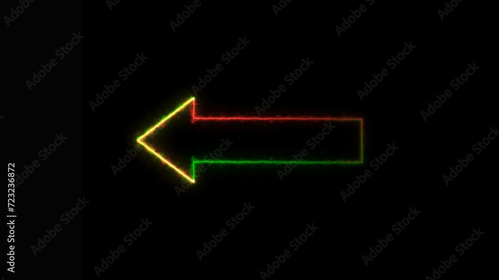 Abstract Beautiful Direction Neon Arrow Icon Black Background 4k illustration. Abstract Beautiful Direction Neon Arrow Icon Black Background 4k illustration.