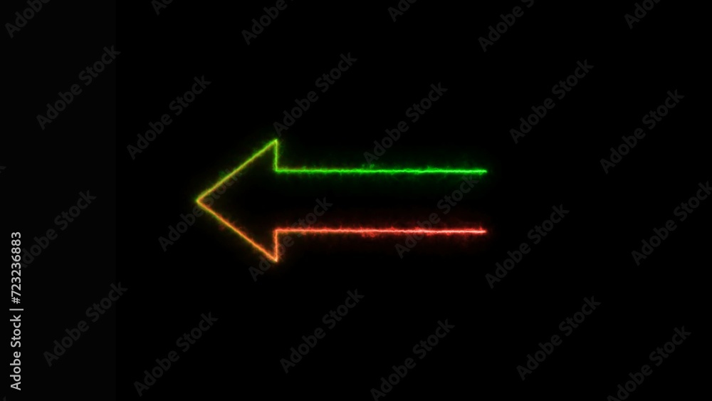 Abstract Beautiful Direction Neon Arrow Icon Black Background 4k illustration. Abstract Beautiful Direction Neon Arrow Icon Black Background 4k illustration.