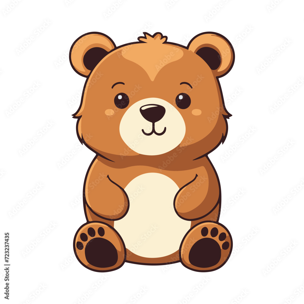cute cartoon illustration with a brown bear. Children's flat vector illustration. cute cartoon illustration with a brown bear. Children's flat vector illustration.
