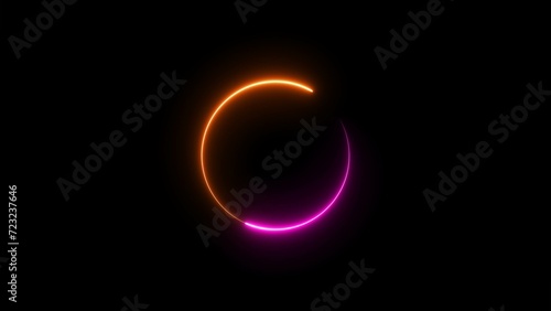 abstract beautiful loading circle icon, multi color neon light frame background illustration.