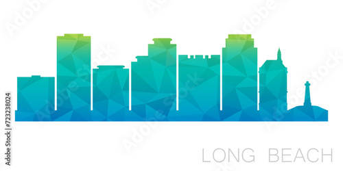Long Beach, CA, USA Low Poly Skyline Clip Art City Design. Geometric Polygon Graphic Horizon Icon. Vector Illustration Symbol.