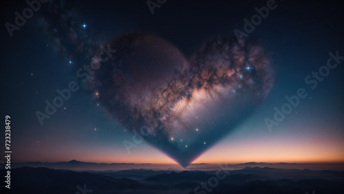 Stars in the sky forming the shape of a heart.