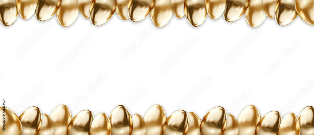 Bottom and top border of Easter golden eggs on transparent banner background. Easter eggs horizontal seamless pattern. Set of Easter eggs. PNG image Bottom and top border of Easter golden eggs on transparent banner background. Easter eggs horizontal seamless pattern. Set of Easter eggs. PNG image