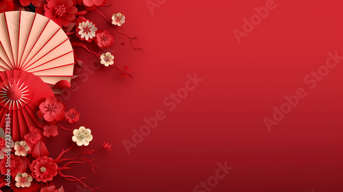 Chinese New Year background  Lunar New Year greeting card template with copy space