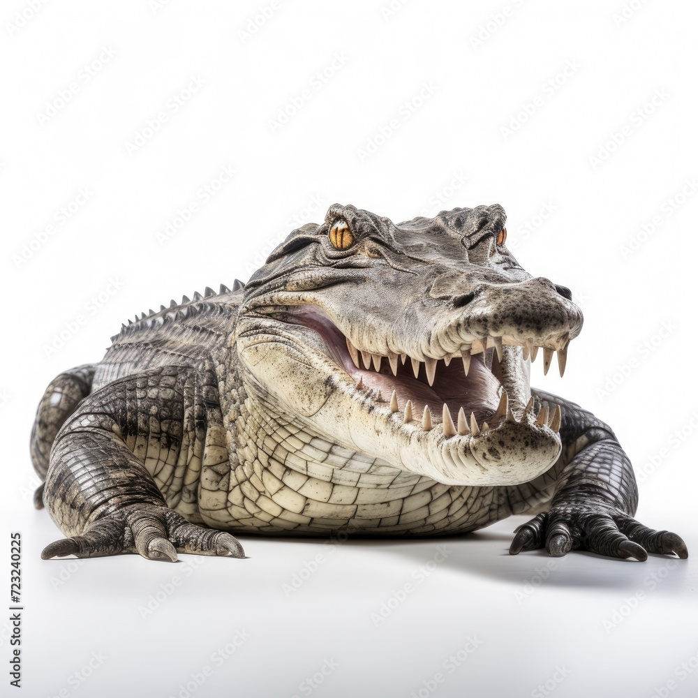 Fototapeta premium Crocodile on white background 3d rendering