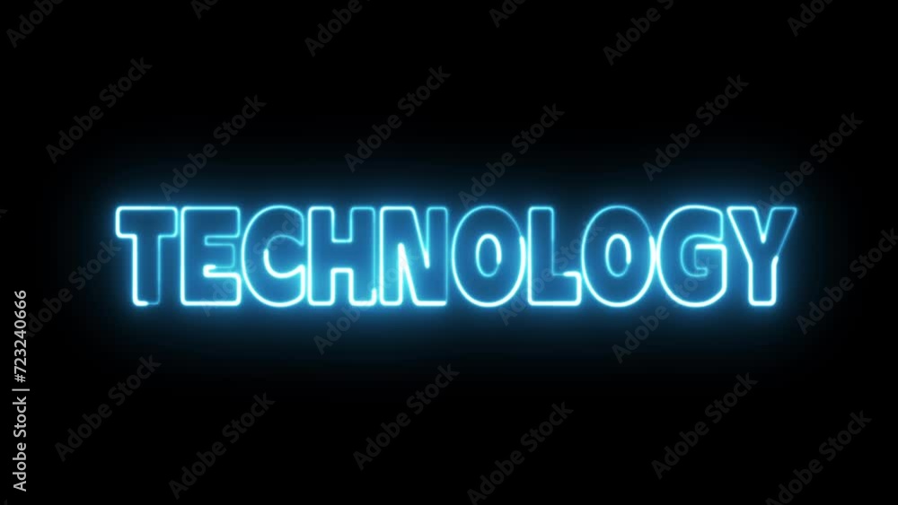 Technology text font with neon light. Luminous and shimmering haze inside the letters of the text Technology. Technology neon sign. Technology text font with neon light. Luminous and shimmering haze inside the letters of the text Technology. Technology neon sign.