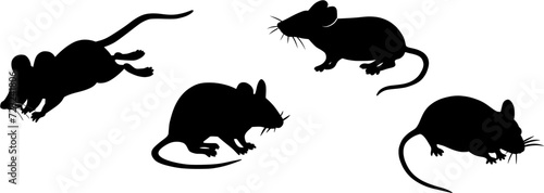 set of silhouettes of mouse