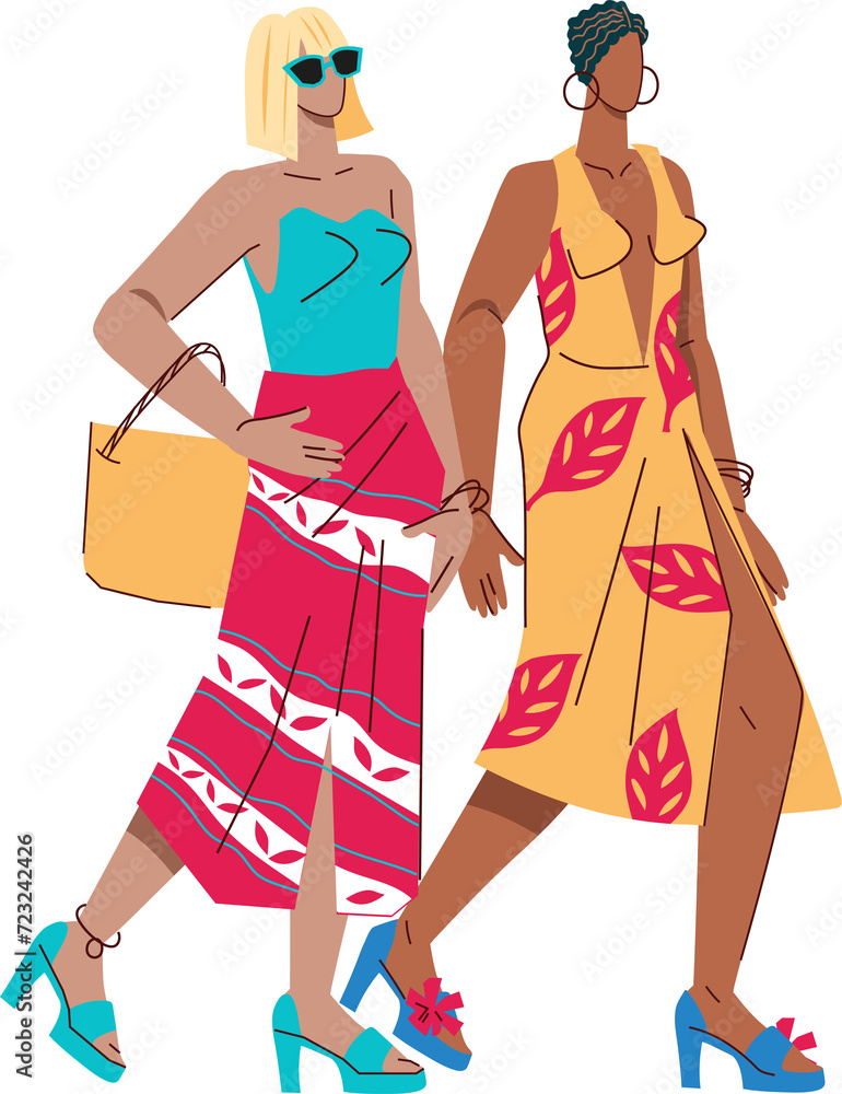 World of fashion stunning models showcasing the latest designs. Glamorous world of fashion concept. Women in summer outfit. World of fashion stunning models showcasing the latest designs. Glamorous world of fashion concept. Women in summer outfit.