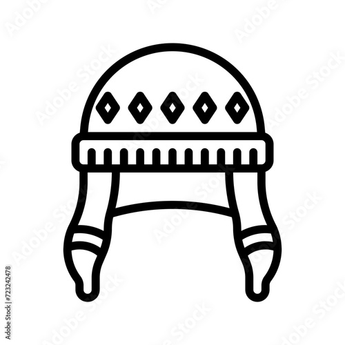 Earflaps icon set style collection in line, solid, flat, flat line style on white background
