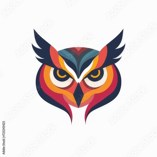 wild owl head design logo with a minimalistic and vector-style aesthetic  © Natalia
