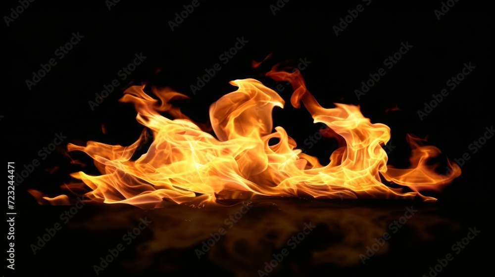 Fototapeta premium Fire flame on black background
