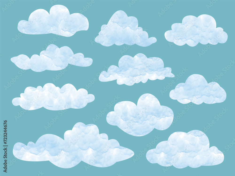Hand drawn watercolor clouds art