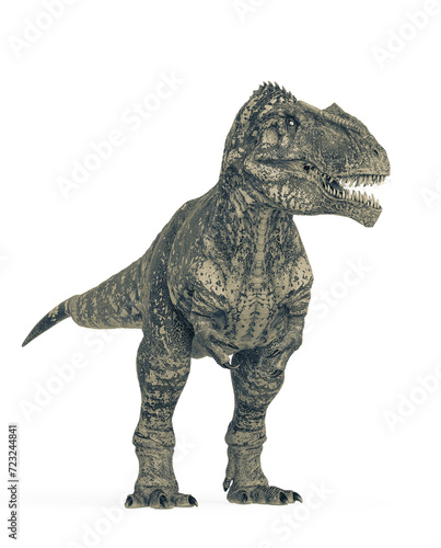 giganotosaurus is standing up on white background side view