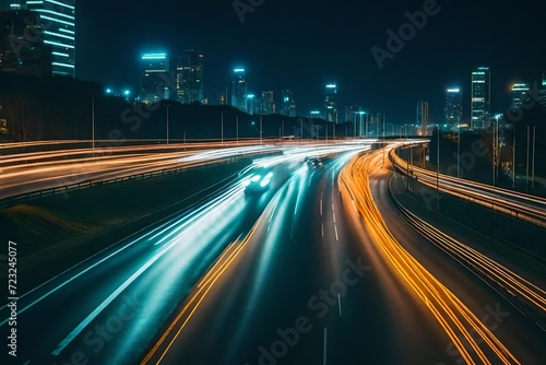 traffic on highway at night