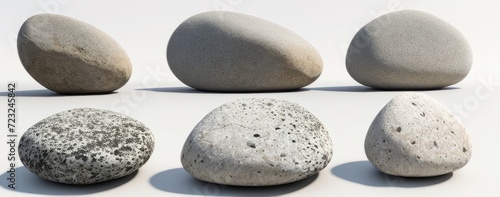  Collection of big rock stones isolated on transparent background. Realistic 3D render