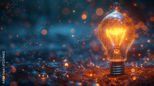 Innovative Spark: Lightbulb with Upward Bubbles, Symbolizing Business Growth, Digital Illustration with Dynamic Energy