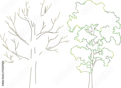 vector illustration design, collection of simple tree plant sketches