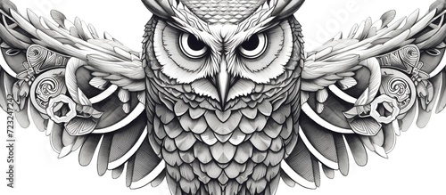 Foto black and white engrave isolated owl