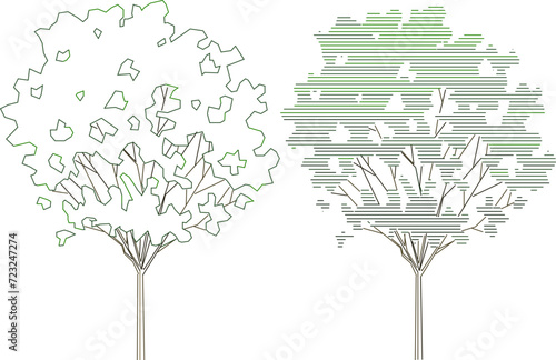 vector illustration design, collection of simple tree plant sketches for graphic completeness