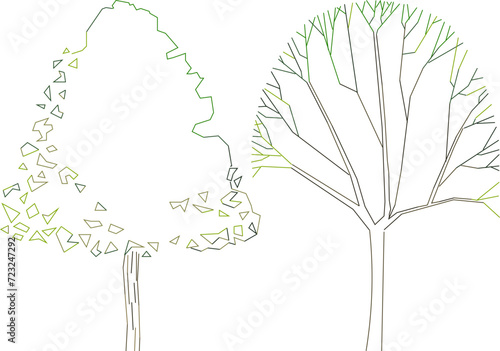 vector illustration design, collection of simple tree plant sketches for graphic completeness 
