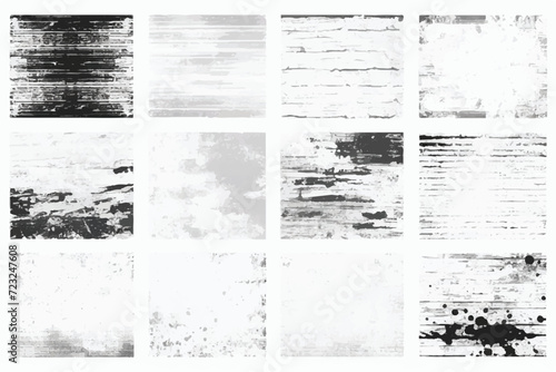 Set of Grunge textures. Black and white Grunge textures. Grunge Urban Backgrounds set. Black Dusty Scratchy Pattern Collection. Grungy Backgrounds. Dirty Grunge Textures Vector Set. EPS 10.