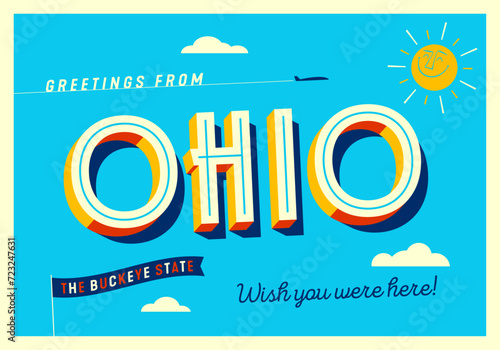 Greetings from Ohio, USA - The Buckeye State - Touristic Postcard.