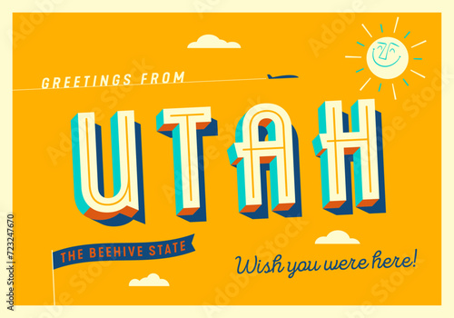 Greetings from Utah, USA - The Beehive State - Touristic Postcard.