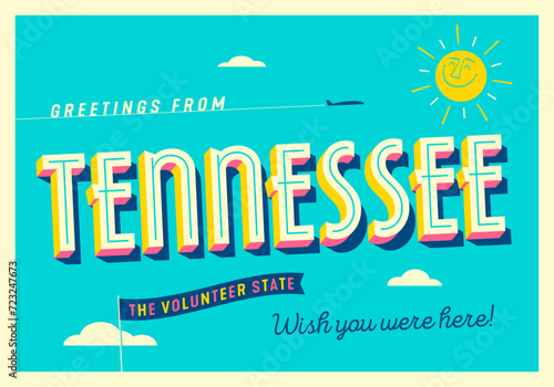 Greetings from Tennessee, USA - The Volunteer State - Touristic Postcard