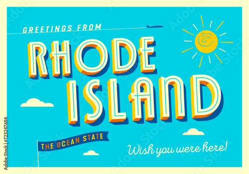 Greetings from Rhode Island, USA - The Ocean State - Touristic Postcard.