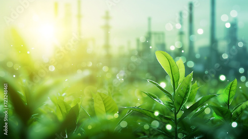 futuristic factory with good enviroment,Eco-friendly factory green factory concept,zero carbon future.