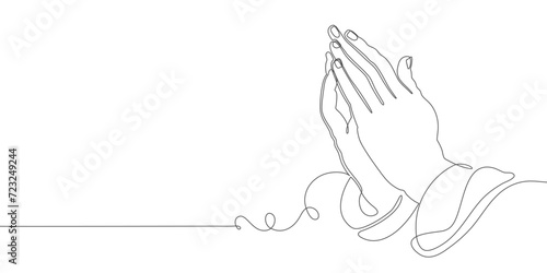Continuous line art or One Line Drawing of prayer hands Vector illustrations photo