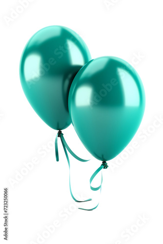 2 turquoise balloons isolated